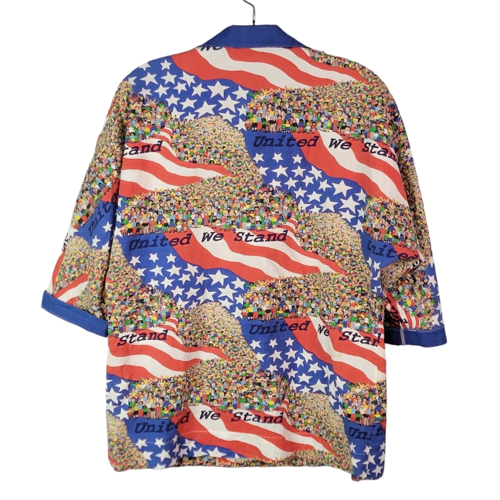United We Stand Handmade Patriotic 4th of July Celebrate America Button Up L - Picture 7 of 11